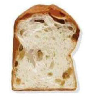 【画像】レーズン食パン（木曜日）グリーンレーズンを使用。みずみずしいフルーティーな香り（ミニ：１斤相当）