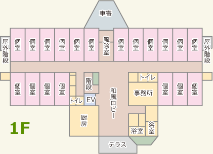 1F 和風ロビー/厨房/浴室/事務所/トイレ/個室